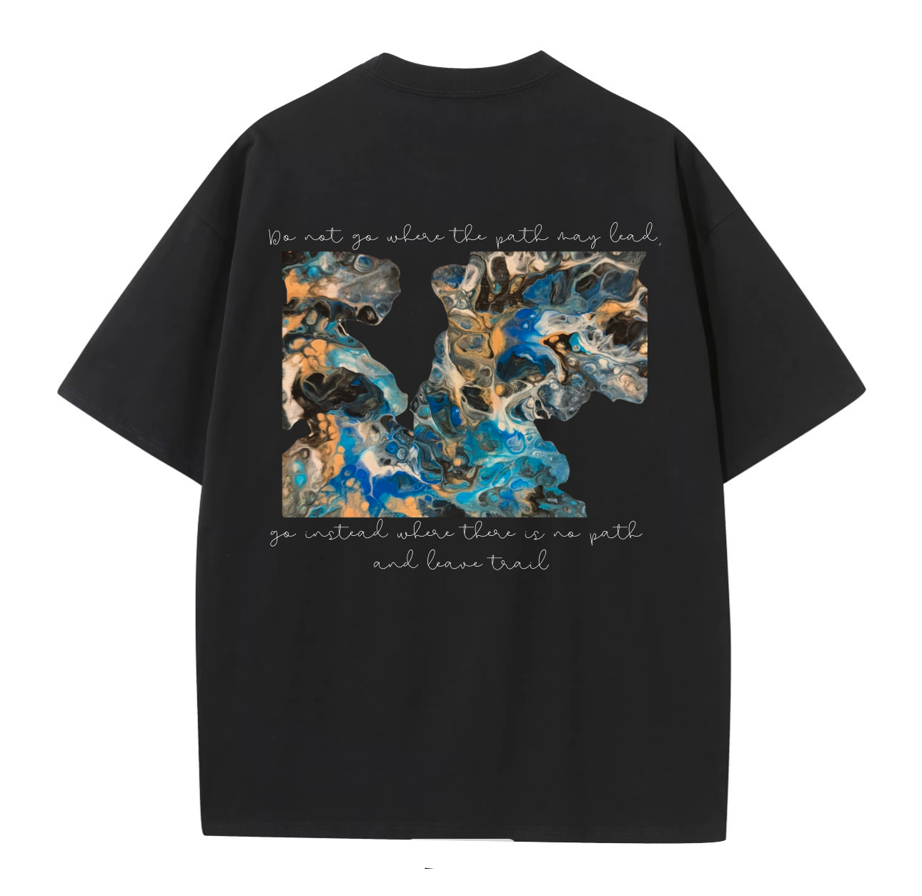 Abstract Oversize Black Tee – Kézzel Készített Festménymintával